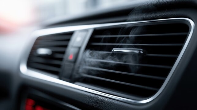 Cool cold mist blowing from car air conditioning vent