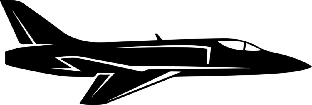 Black jet fighter airplane, military aircraft silhouette, vector fighter plane, air force icon
