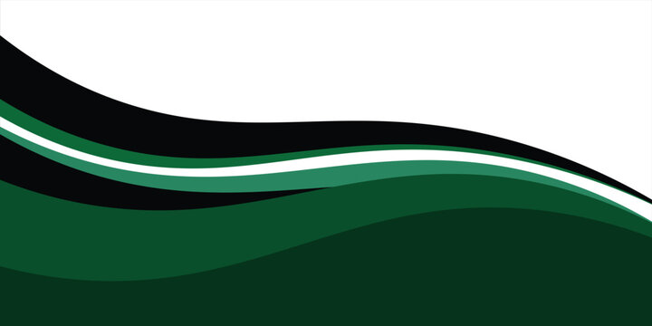 Abstract background with green, black, and white wavy layers. Modern corporate vector template for car decal, livery, banner, or brochure design.