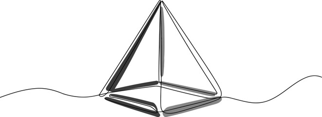 Obraz premium Sailboat with shaded sails on water in a continuous line with white background ship sailing