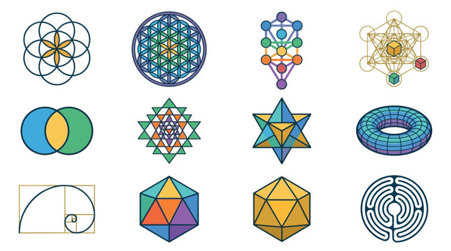 Collection of Sacred Geometry Symbols and Forms.