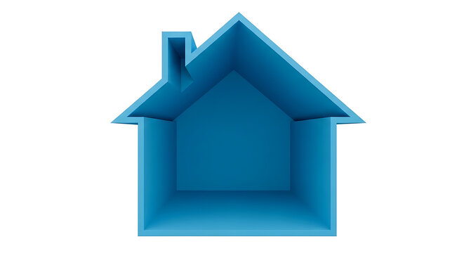 Blue house silhouette frame on white background with property building architecture construction silhouette mortgage residence residential minimalist isolated background