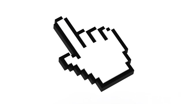 Pixelated computer mouse cursor hand pointer icon pointing