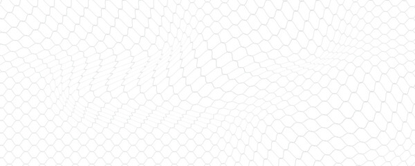 Fishing or soccer net. Repeated hexagon pattern. Black wired mesh texture isolated on white background. Metallic or fabric fence, cage or lattice structure. Vector graphic Illustration © Sainal