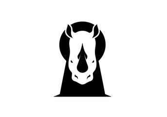 Minimalist rhino head silhouette inside a keyhole on white background © Roy