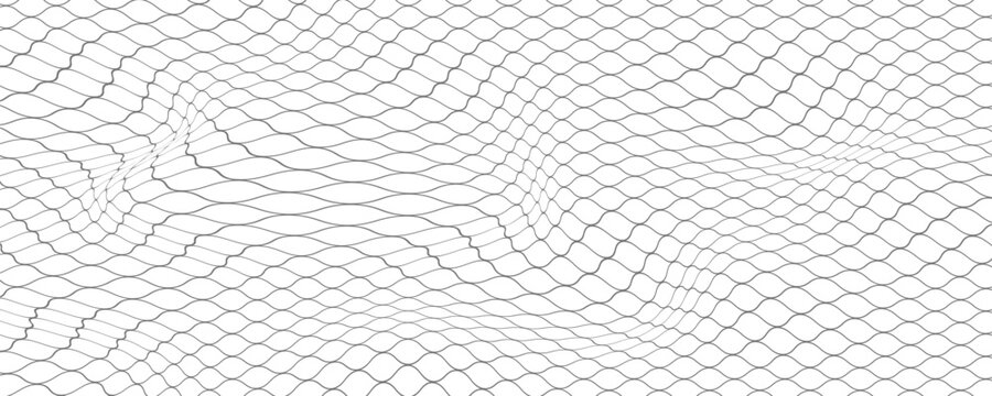 Fishing or soccer net. Repeated hexagon pattern. Black wired mesh texture isolated on white background. eps.10