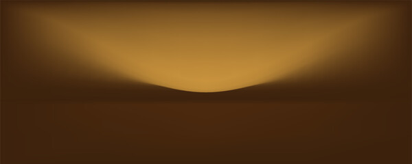 Golden brown gradient limbo background, glowing sunset reflection, elegant metallic shimmer, soft smooth mesh studio room, luxurious abstract vector wallpaper, warm light horizon © Sainal
