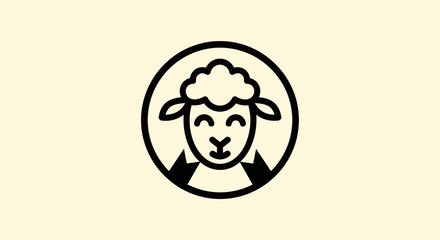 Minimalist sheep head icon in a circular frame © Roy