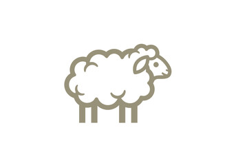 Minimalist sheep icon on white background © Roy