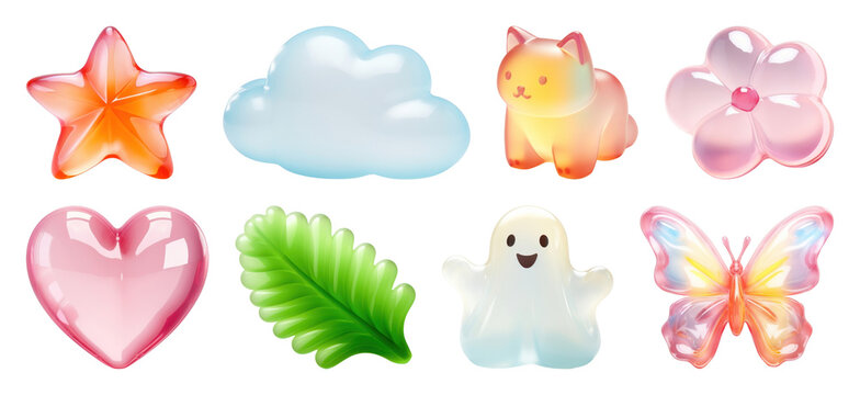 PNG Colorful glossy cute icons on transparent background