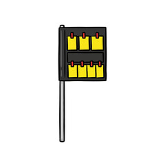 Naklejka premium Formula One Pit Board Mounted On A Pole Displaying Yellow Strategy Notes Secured With Red Clips, Showing Team Name, Lap Times And Driver Instructions For Race Vector Illustration