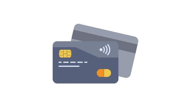 Looping Dual Credit Card Contactless Payment Icon Animation Prores Alpha Channel 4K 60fps