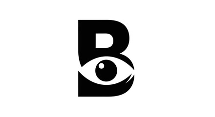 Minimalist letter B logo with integrated human eye icon © Bimo