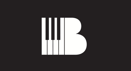 Minimalist letter B logo with integrated piano keys © Bimo