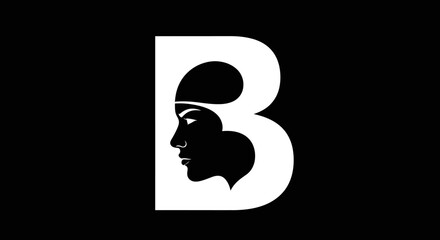 Minimalist letter B logo with woman face silhouette profile © Bimo