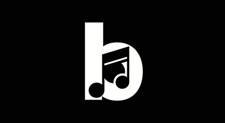 Minimalist letter B music note logo on black background © Bimo