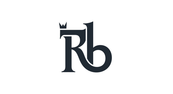 Minimalist letter R and B monogram logo with crown