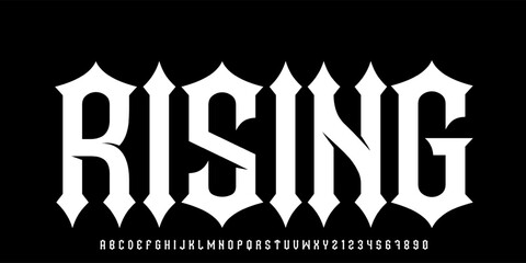 Dark creative font,black metal font underground music bloody rock root horror satanic alphabet typeface. Uppercase. Vector illustration © krincing 