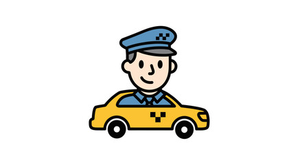 Obraz premium Professional taxi driver with yellow cab icon.