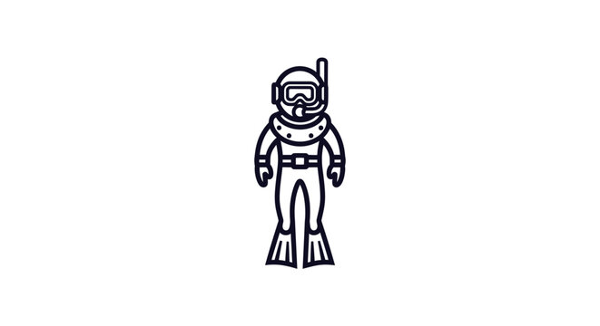 Scuba diver wearing full diving suit icon.