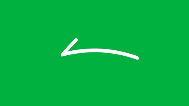 Clean White Marker Curved Arrow Pointing Left Overlay Green Screen Chroma Key