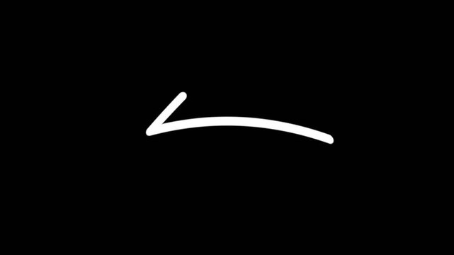 Smooth Whiteboard Marker Arrow Pointing Left Animation on Black Background