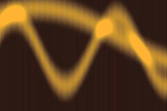 Abstract orange wave pattern with vertical lines on dark background, yellow