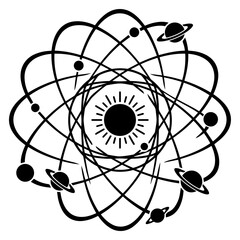 Planetary orbit model representing solar system with astronomy, universe © murad