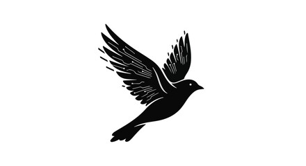 Naklejka premium Bird silhouette stylized with digital circuit patterns flies across a white background.