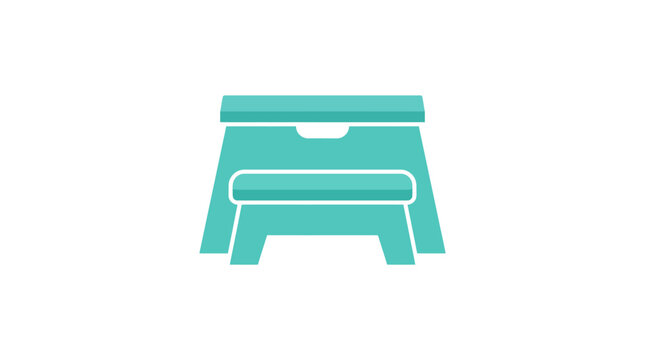 Turquoise Step Stool Icon - Simple Modern Design