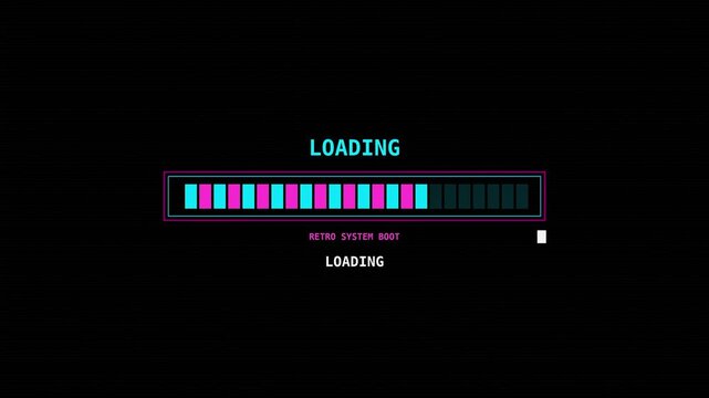 Cyberpunk Synthwave Style Loading Screen with Cyan and Pink Progress Bar