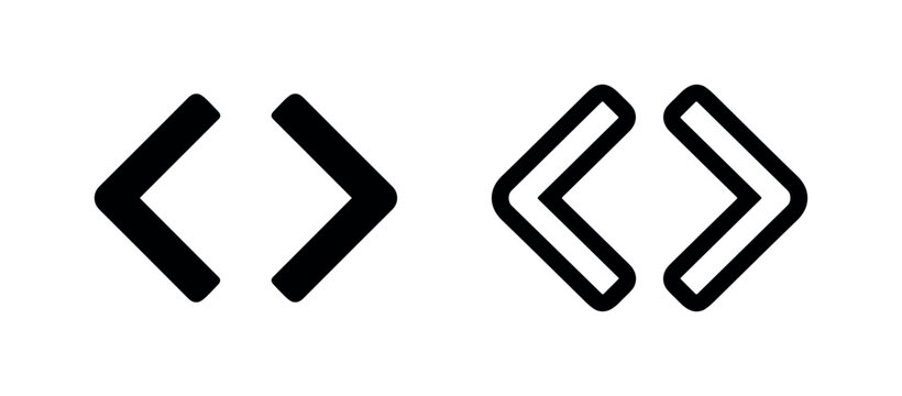 Angle brackets icon, coding and programming language symbol, web development tool