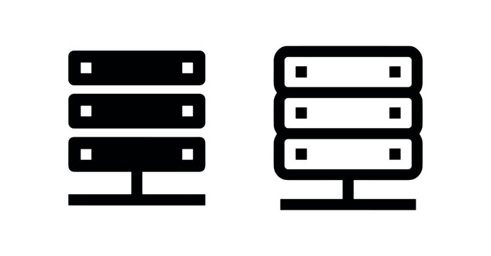 Server rack icon symbolizing data storage, cloud computing, and network infrastructure.