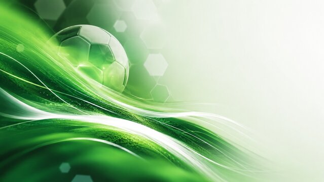 Emerald Abstract Football Waves Background with Copy Space