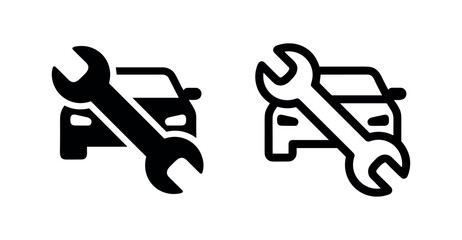 Naklejka premium Car repair icon set. Automotive service, mechanic shop, vehicle maintenance, or auto wrench symbol.
