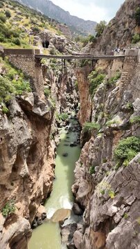 El Caminito del Rey is a hiking trail along the steep walls of a limestone gorge in the Desfiladero de los Gaitanes National Park, near the town of El Chorro, in the Spanish province of M&aacute;laga