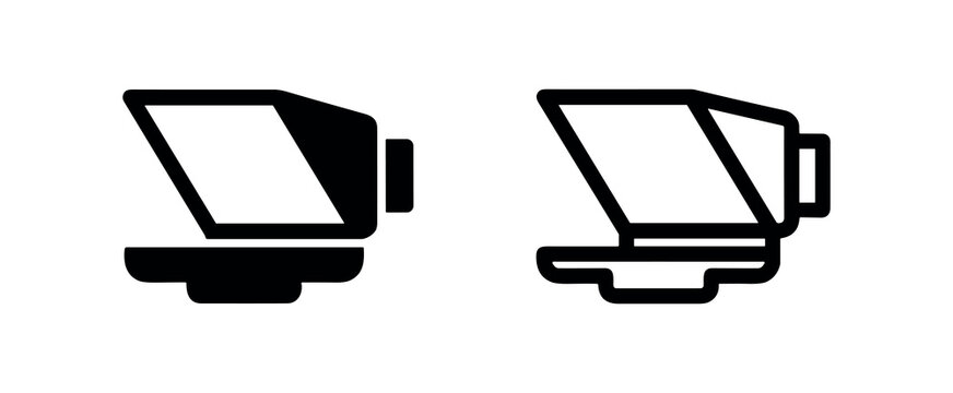 Document scanner or photocopier machine icon in solid and outline styles