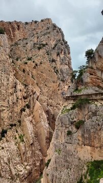 El Caminito del Rey is a hiking trail along the steep walls of a limestone gorge in the Desfiladero de los Gaitanes National Park, near the town of El Chorro, in the Spanish province of M&aacute;laga