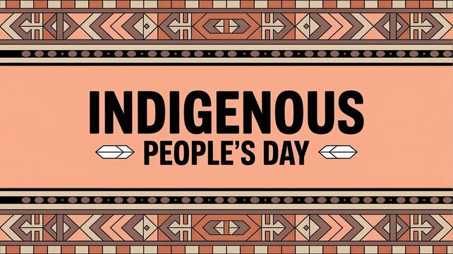 Indigenous People's Day banner with tribal geometric pattern and feather