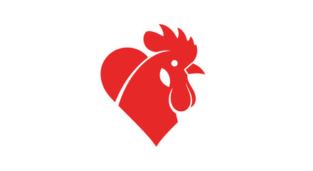 Red rooster head and heart shape logo icon design © Nur