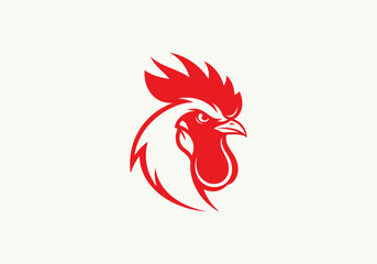 Red rooster head mascot logo isolated on white background © Nur