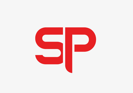 Red modern SP monogram logo design on white background