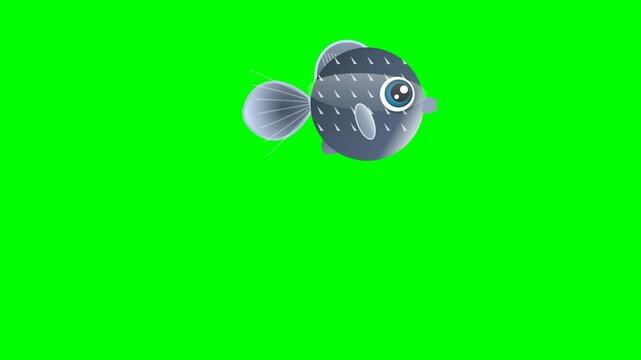 High quality 4K cartoon footage on green screen background with smooth movement. The green, white elements are clearly separated for professional keying and video editing.