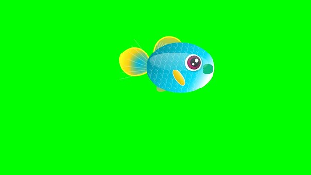 Seamless cartoon animation on chroma key green screen background featuring dynamic motion. Versatile stock clip with blue, green tones for microstock and broadcast distribution.