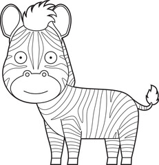 Obraz premium Easy coloring cartoon vector illustration of a zebra isolated on white background