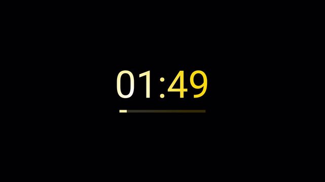2 minutes countdown timer animation from 120 seconds to 0 seconds on a transparent background, two minute countdown timer complete in one minute,2 minute timer video in 4k