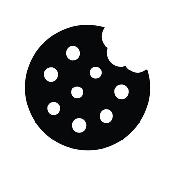 Cookie Icon with Bite Mark and Chips for Bakery Branding
