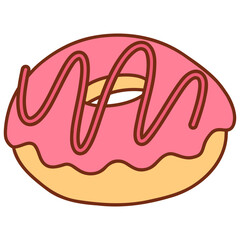 Obraz premium Pink Frosted Donut Vector Illustration