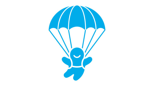 Blue Gingerbread Man Icon Parachuting Down