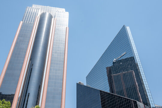Mexico city, mexico, 02 26 2026: mexico city reforma bolsa mexicana de valores building reflecting urban architecture